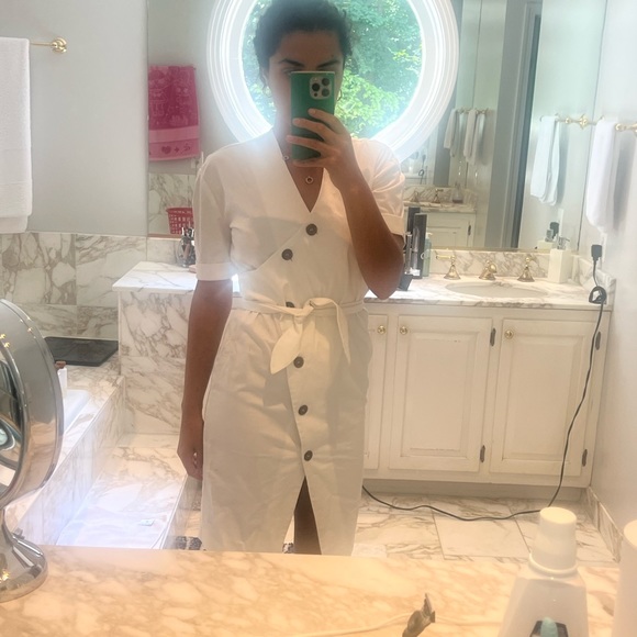 Nanushka white summer wrap dress with buttons - Picture 3 of 3